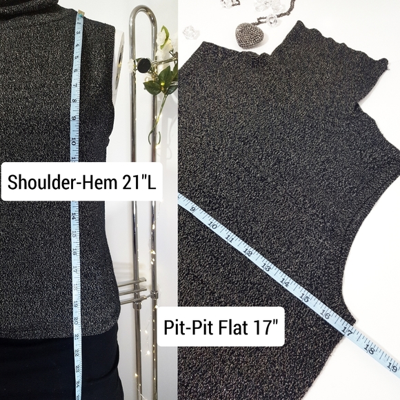 Shimmering Golden Black Sleeveless Mock Neck Knit Top| Reitman - Picture 3 of 4